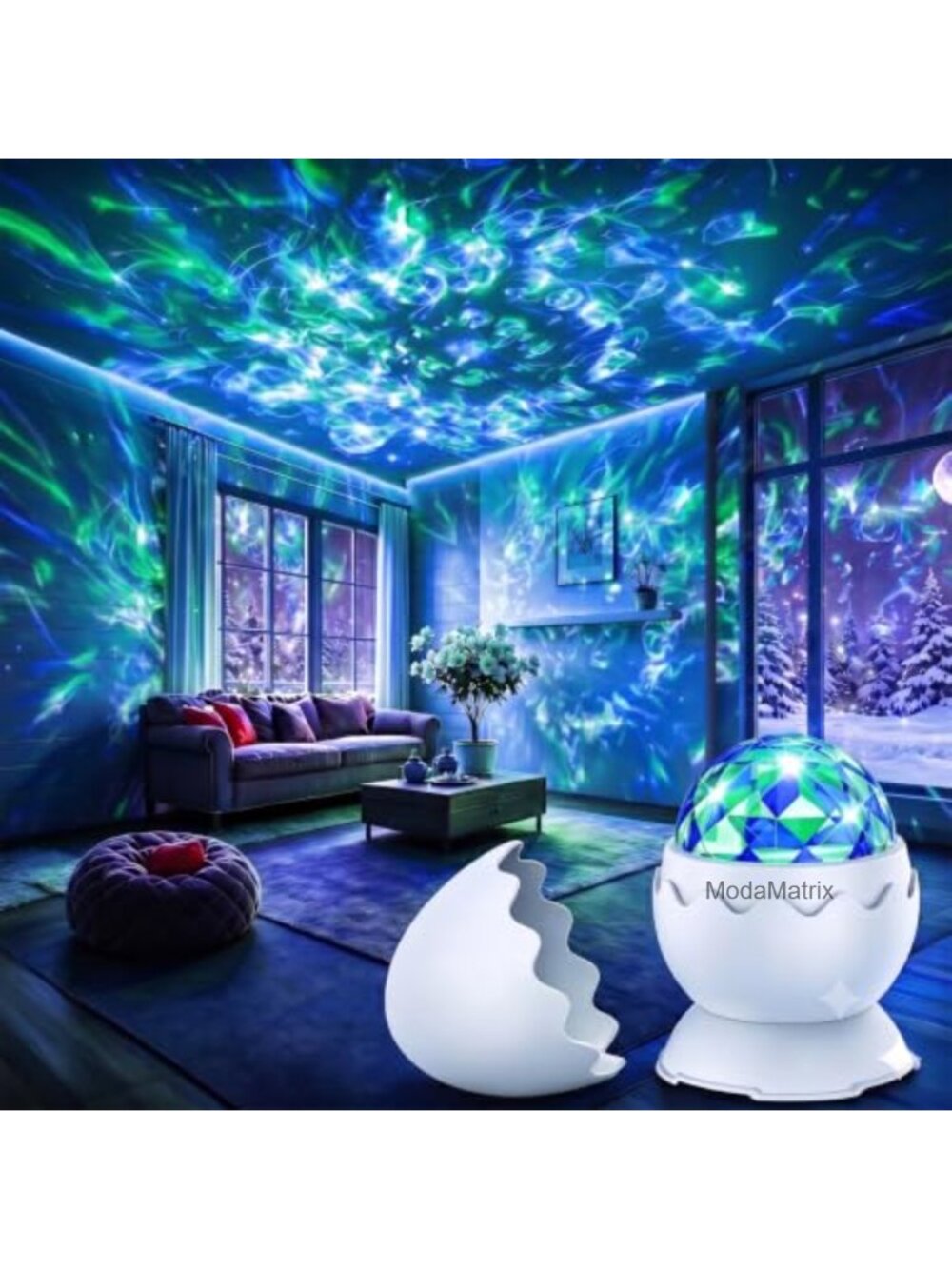 Ocean Wave Galaxy Light Projector with Remote, LED Night Light for Bedroom